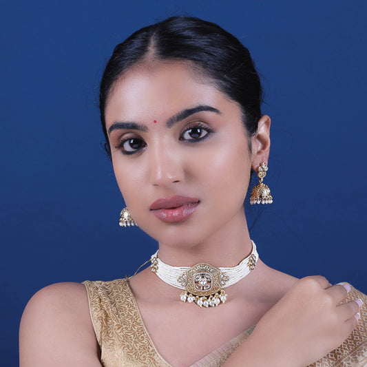 Pearl Lustre Kundan Choker Set