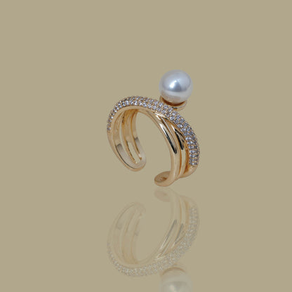 Pearl Crystal Twist Ring