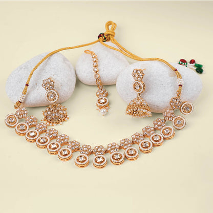 Floral Ring Kundan Necklace Set