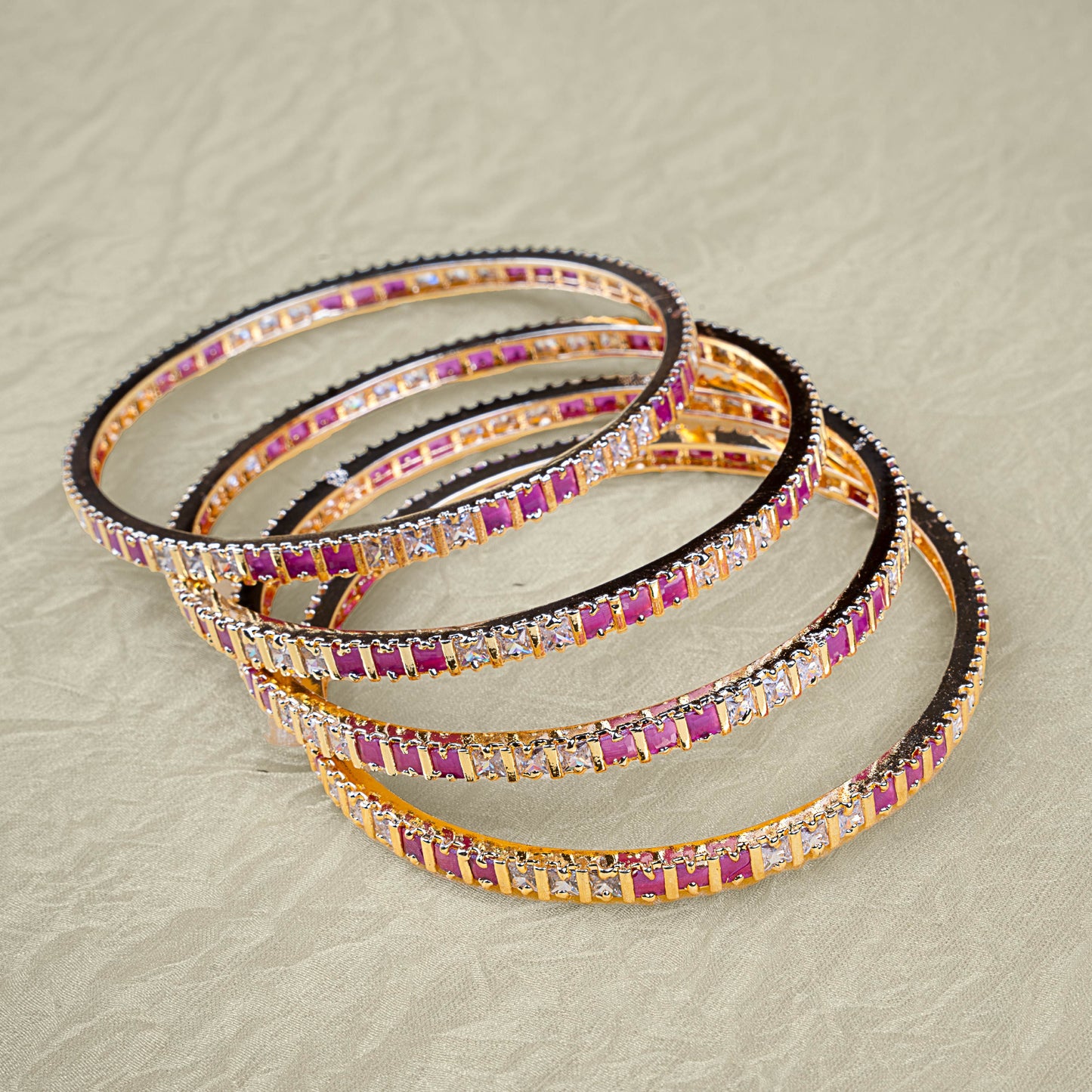 Ruby Gleam American Diamond Bangles