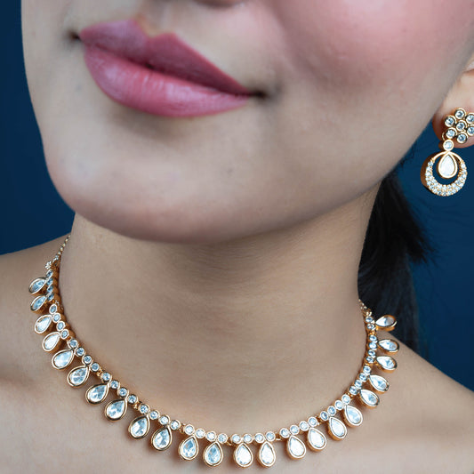 Teardrop Cascade Kundan Necklace