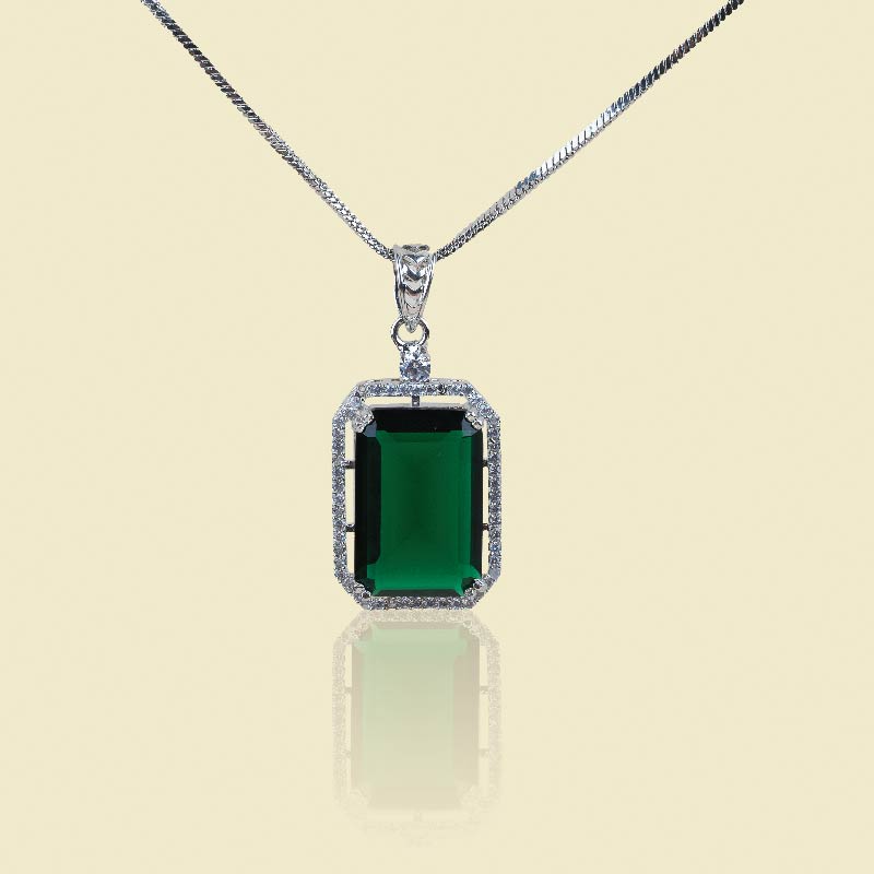 Mono-gem American Diamond Pendant Set