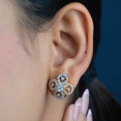 Minimalist American Diamond Floral Studs