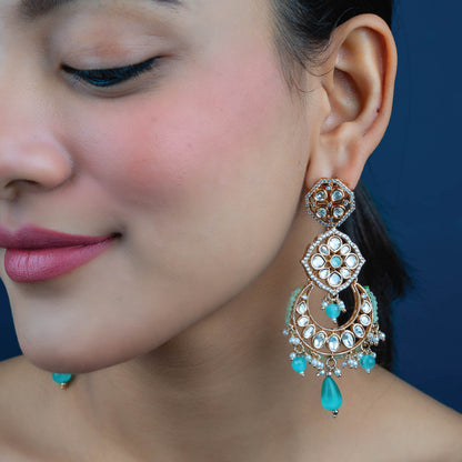 Aqua Dream Kundan Earrings