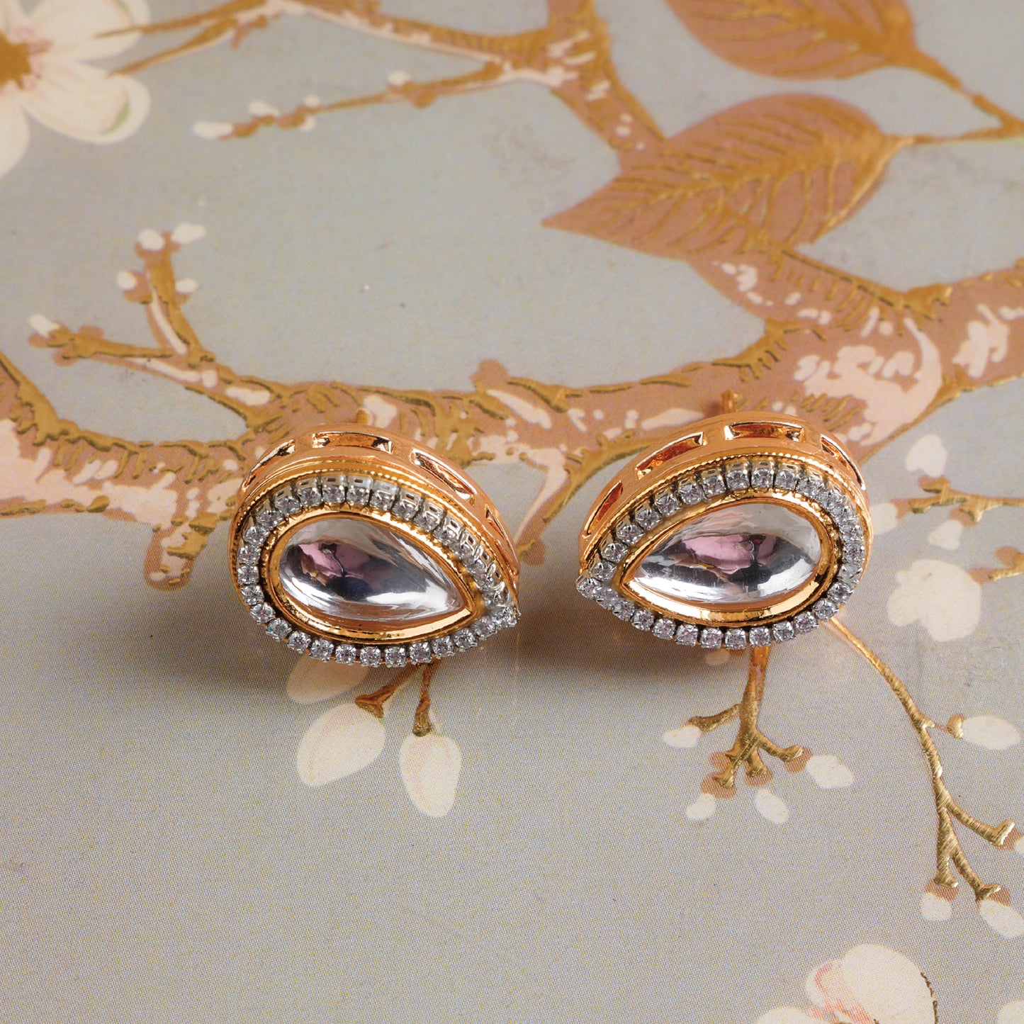 Teardrop Kundan Studs