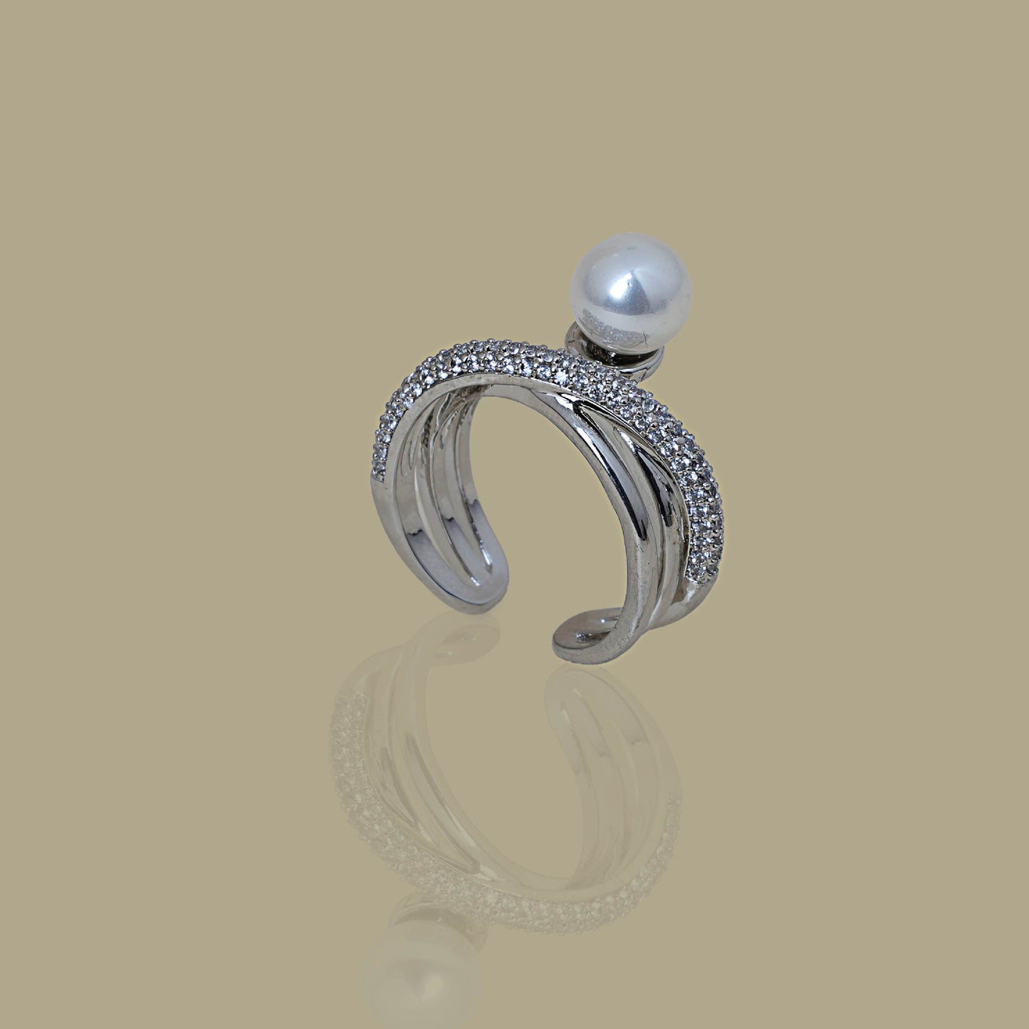 Pearl Crystal Twist Ring