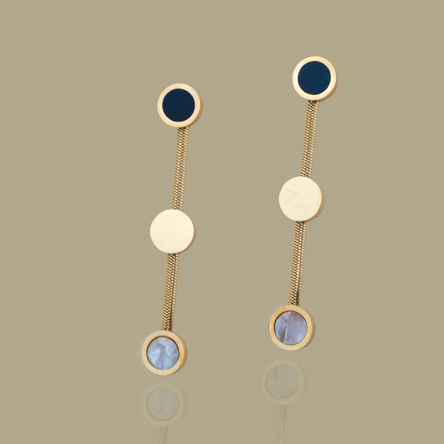 Chic Tri-Color Disc Chain Earrings