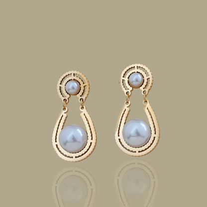 Dual Pearl Dangle Earrings