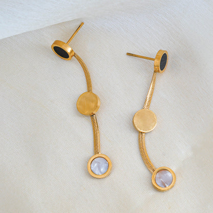 Chic Tri-Color Disc Chain Earrings