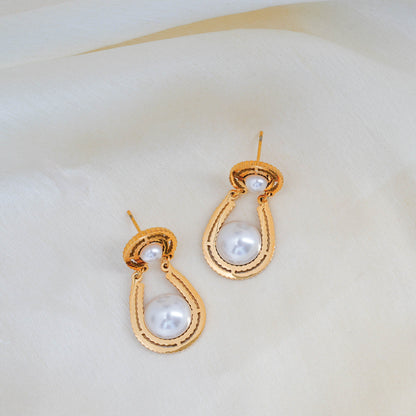 Dual Pearl Dangle Earrings