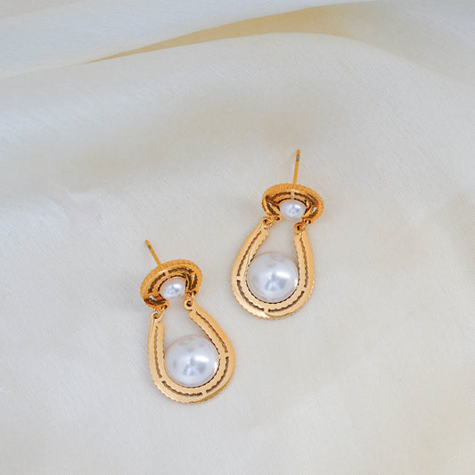 Dual Pearl Dangle Earrings