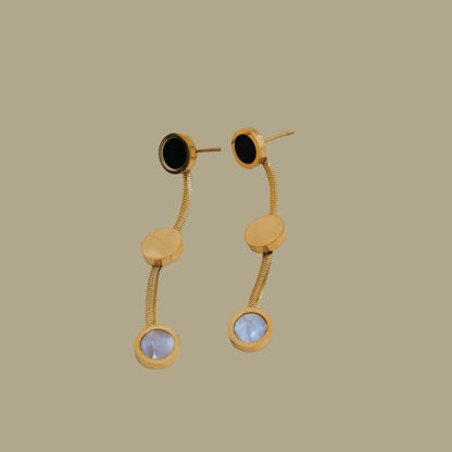 Chic Tri-Color Disc Chain Earrings