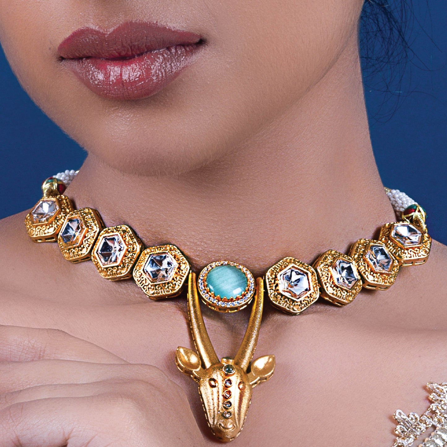 Deer Facet Kundan Necklace