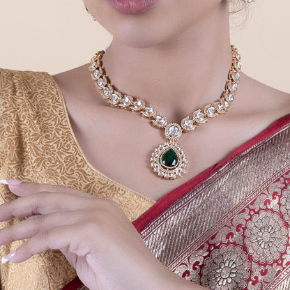 Dewdrop Emerald Kundan Necklace