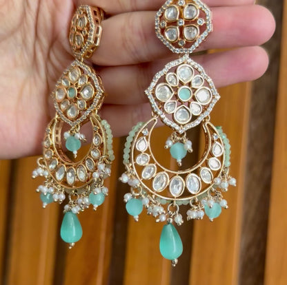 Aqua Dream Kundan Earrings