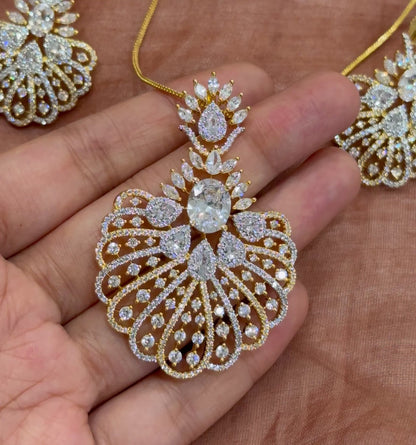 Royal Plumage American Diamond Pendant Set