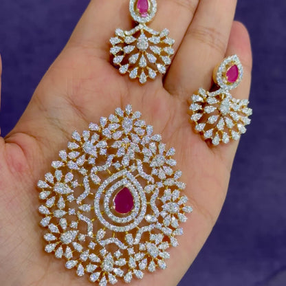 Aarohi Ruby Pendant Set