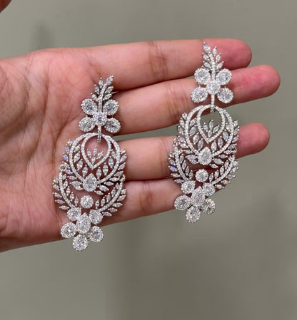Shining Chandelier American Diamond Earrings