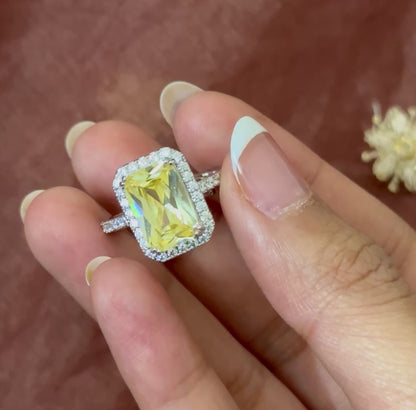 Yellow Crystal Ajustable Ring