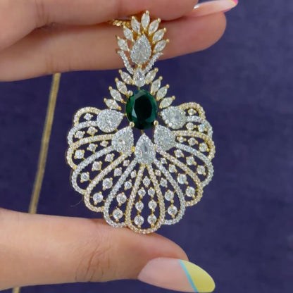 Royal Plumage American Diamond Pendant Set