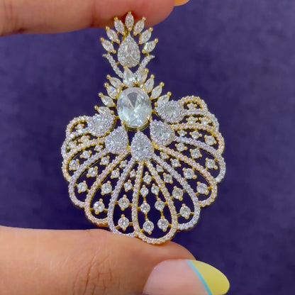 Royal Plumage American Diamond Pendant Set