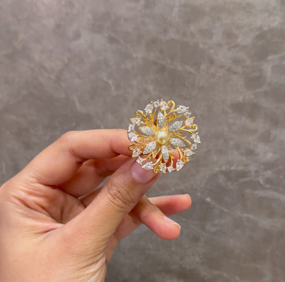 Floral Snowflake Cocktail Ring
